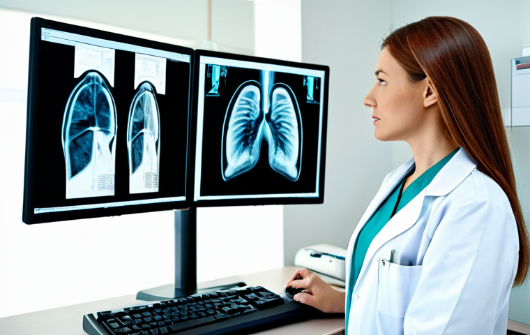 **

A female doctor wearing a professional lab coat, fully clothed, examining an X-ray in a modern, clean hospital room. Focus on the doctor's face and hands. Background includes medical equipment and a computer screen. Safe for work, appropriate content, family-friendly, perfect anatomy, natural pose, high quality.

**