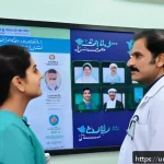 Home 21 한방병원 다이어트 약물 비용 - A modern, clean hospital consultation room in Hanbang Hospital, showcasing a diverse group of Pakist...