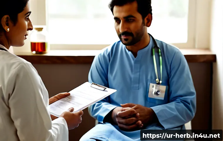 한방병원 보험 적용 가능 진료 - Photorealistic Pakistani family medicine consultation in a clean traditional herbal treatment clinic...